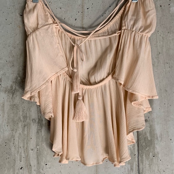 Peach ASOS Flutter Bandeau Crop Top - Picture 4 of 6